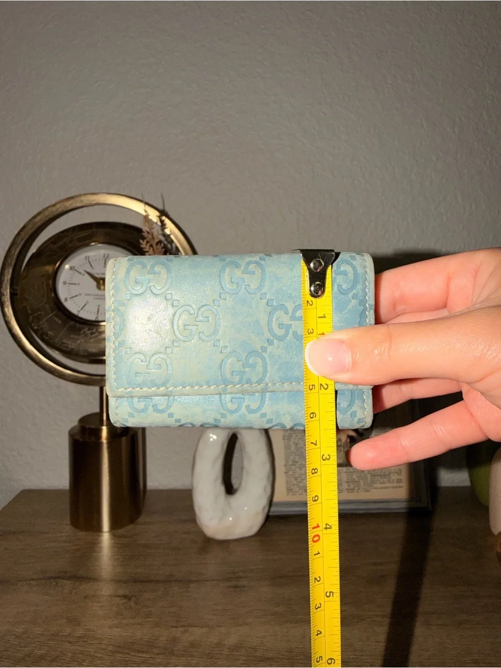 Baby blue Guccissima Key & Card Holder